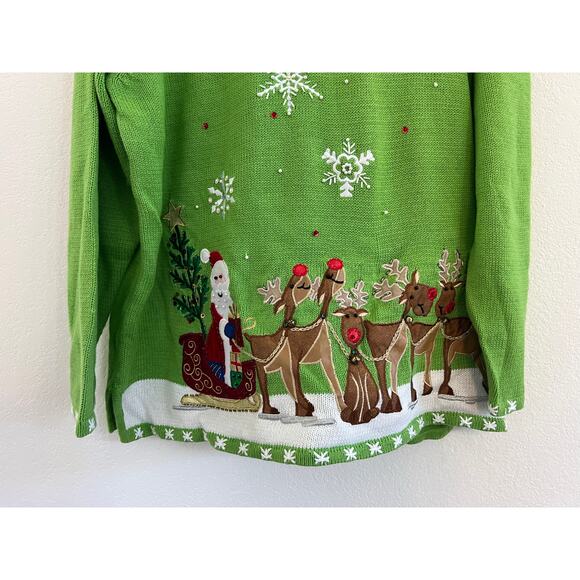 NWT Quacker Factory Santa's Reindeer Light Up Christmas Sweater Womens 2X TESTED - Picture 8 of 16